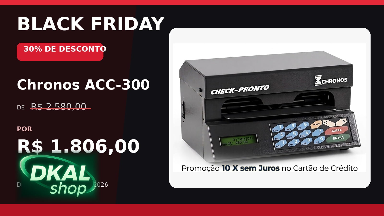 Impressora de Cheques Chronos ACC-300 – Seminova Revisada com Conversor USB