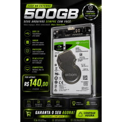 HD Externo Portátil 500GB Seagate USB 3.0 com Case Transparente